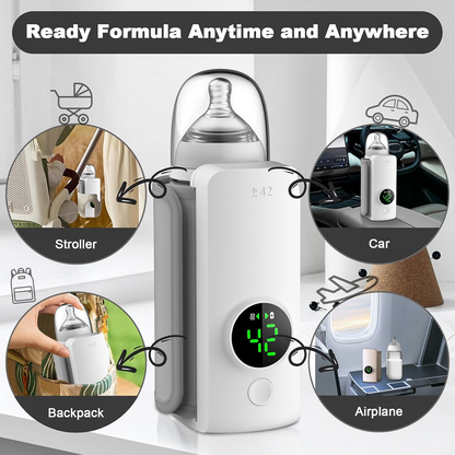 Portable Bottle Warmer with Display for Travel, 6000mAh Battery-Powered