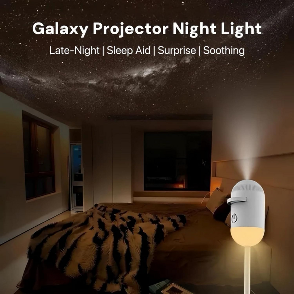 Mini Galaxy Star Projector Night Lamp, 2-in-1 Starry Sky and LED Night Light with Flexible USB Cable, Portable Moon Projection Lamp