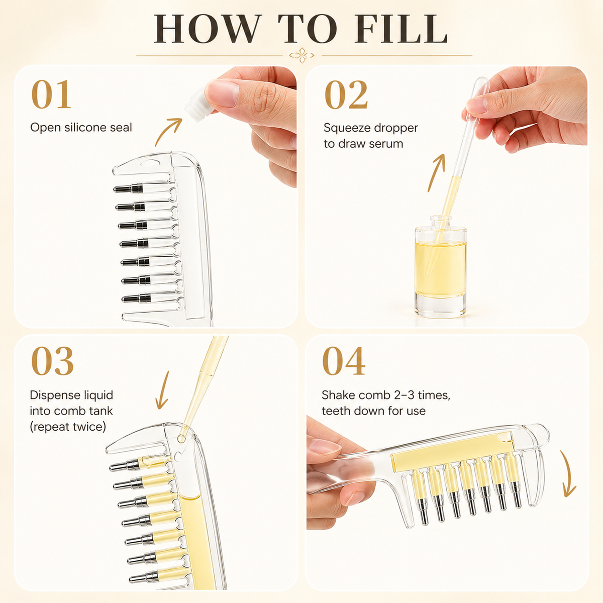 Crystal Serum Comb for Scalp Massage