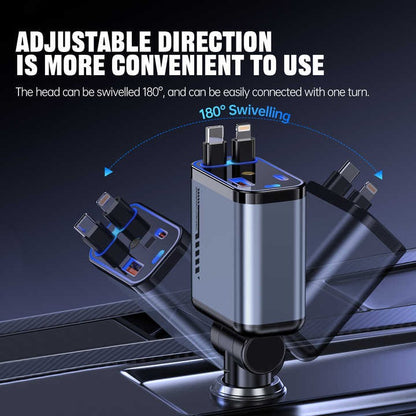 Retractable car charger with adjustable direction for easy use