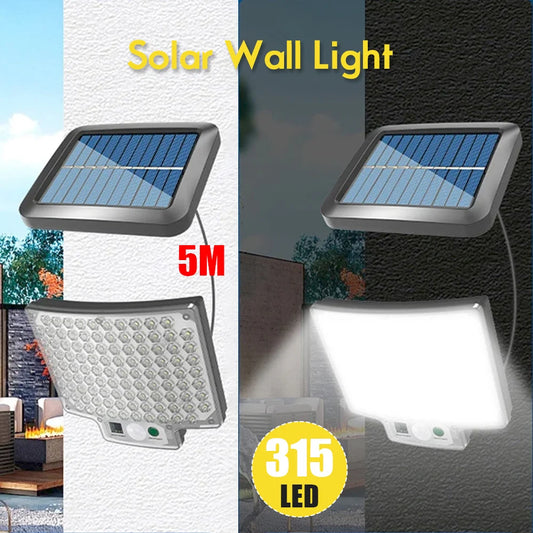 315COB Solar Lights Outdoor Wall Lamp With Motion Sensor Remote Control IP65 Waterproof Garden Street Emergency Flood Lamp